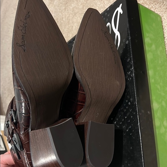 Sam Edelman Dark Brown Croc-Embossed Boots - Picture 4 of 5